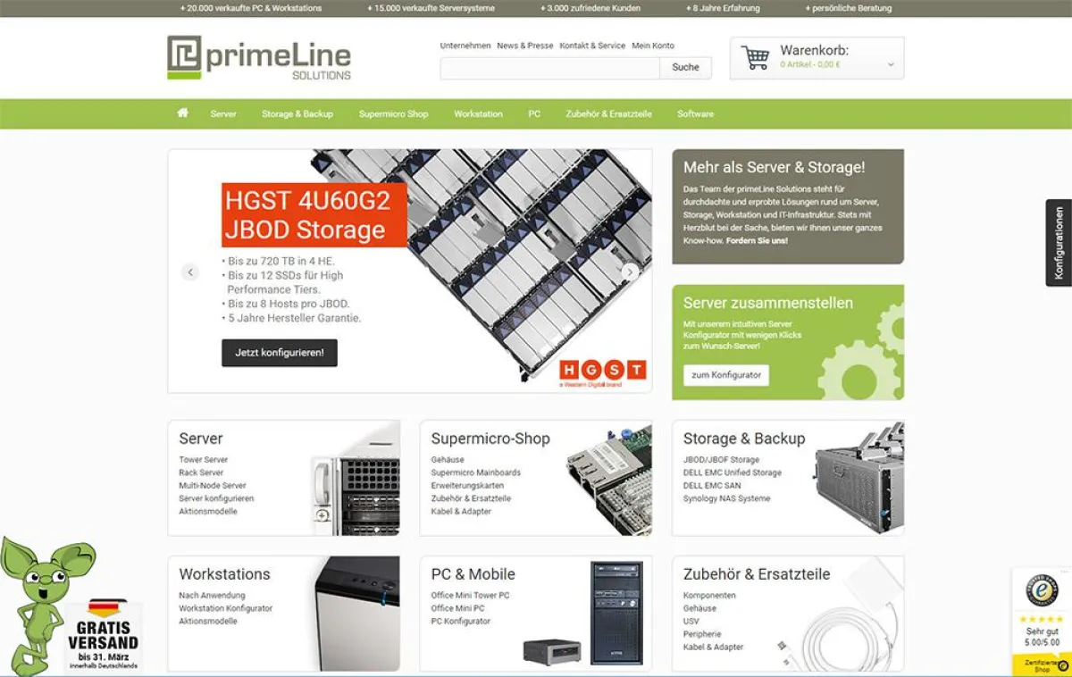 Der neue Onlineshop der primeLine Solutions GmbH ist online.