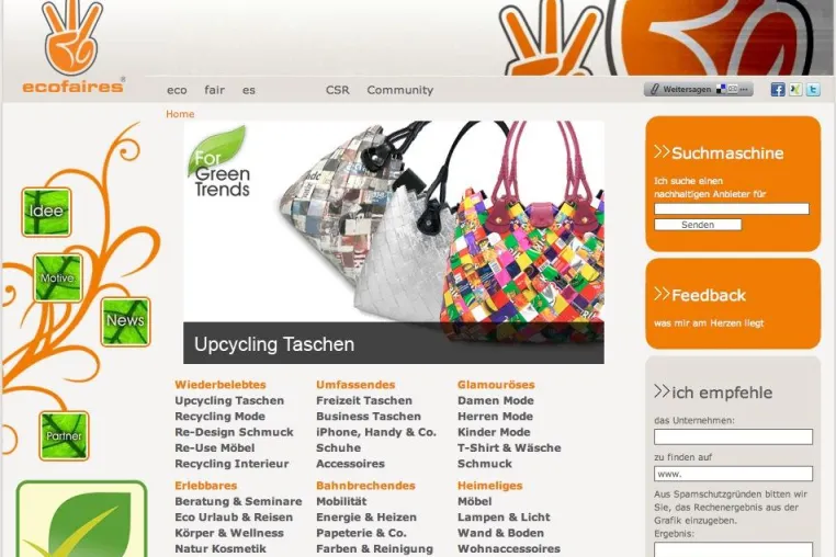 Bild: “Orange Seiten für Grüne Geschäfte” - ecofaire Online Plattform wird 1 Jahr alt