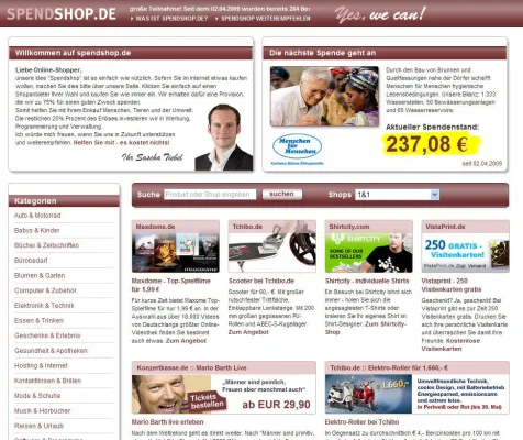 Bild: Kostenlos Gutes tun - spendshop.de ermöglicht Geldspende beim Online-Shoppen ohne Zusatzkosten