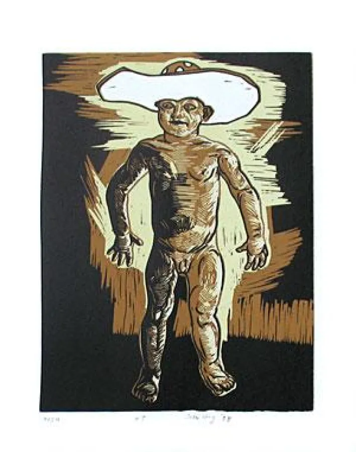 Kalenderblatt Monat April, Farbholzschnitt von Stefanie Schilling