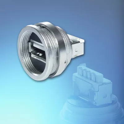 Bild: USB Typ A Buchse im robusten Rundsteckergehäuse