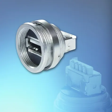 Bild: USB Typ A Buchse im robusten Rundsteckergehäuse