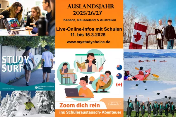 Bild: Infos zum Auslandsjahr 2026/27: Live-Online-Veranstaltungen mit Schulen aus Kanada & Down Under vom 11.-15.3.