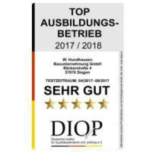Bild: W. Hundhausen wurde als Top Ausbildungsbetrieb ausgezeichnet