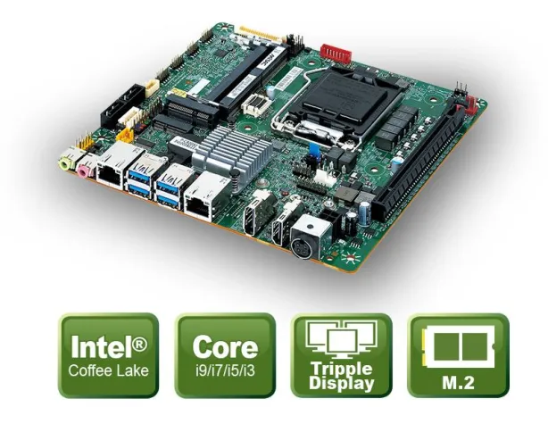 Bild: Thin-Mini ITX Board mit Coffee-Lake Octa/Hexa-Core Prozessor Support