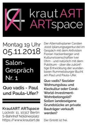 1. Salongespräch: “Quo vadis? Paul und Paula-Ufer” Bild: 1. Salongespräch: “Quo vadis? Paul und Paula-Ufer”