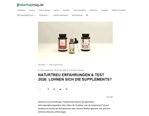 Bild: startupmag.de veröffentlicht Erfahrungsbericht zu Naturtreu – inklusive aktueller Rabattcodes