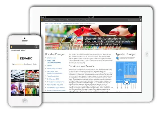 Bild: Website von Dematic im neuen Look and Feel