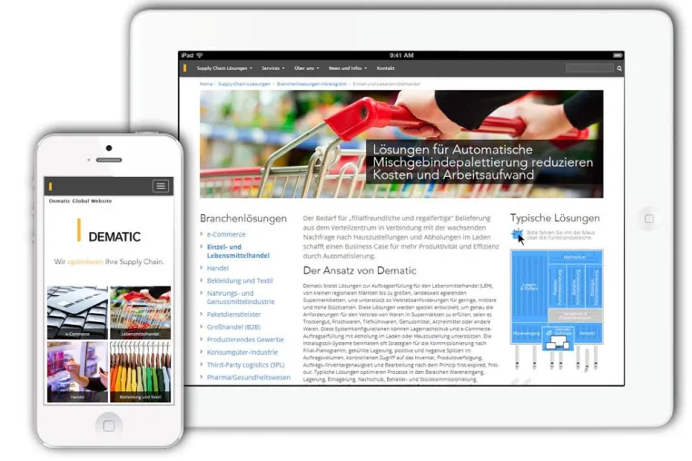 Bild: Website von Dematic im neuen Look and Feel
