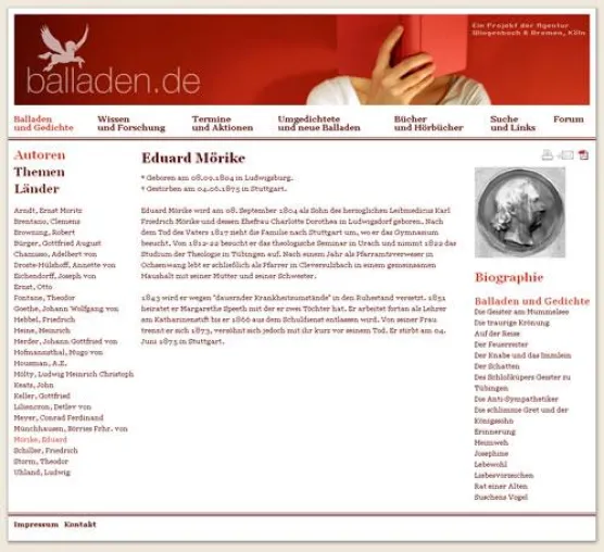 Bild: Balladen.de im neuen Gewand - Relaunch des Internetauftritts \"Balladen.de\"