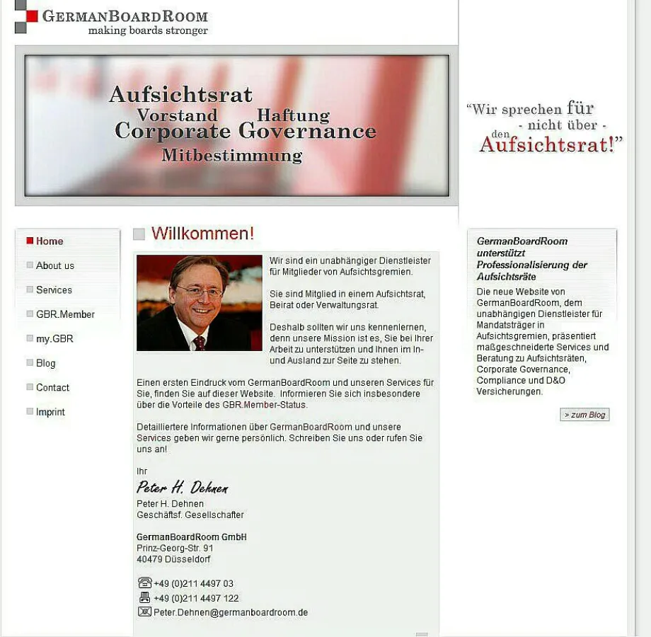 Die neue Website von GermanBoardRoom, dem Dienstleister für Mitglieder für Aufsichtsgremien