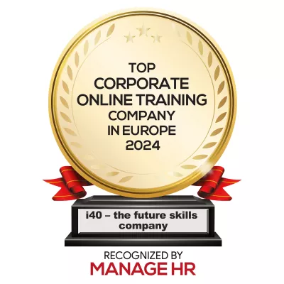 Bild: i40 wird zur “Top 10 Corporate Online Training Company in Europe 2024” ernannt. 