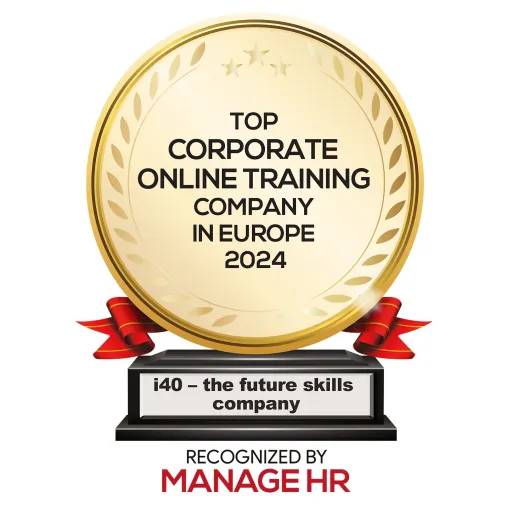 Bild: i40 wird zur “Top 10 Corporate Online Training Company in Europe 2024” ernannt. 
