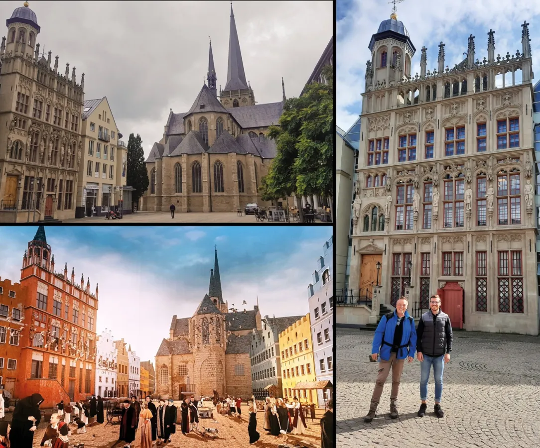 Zeitreise Wesel: oben u rechts aktuell unten im 16. jhd. mit freundlicher Genehmigung des LVR Museum (© Matthias Berns)