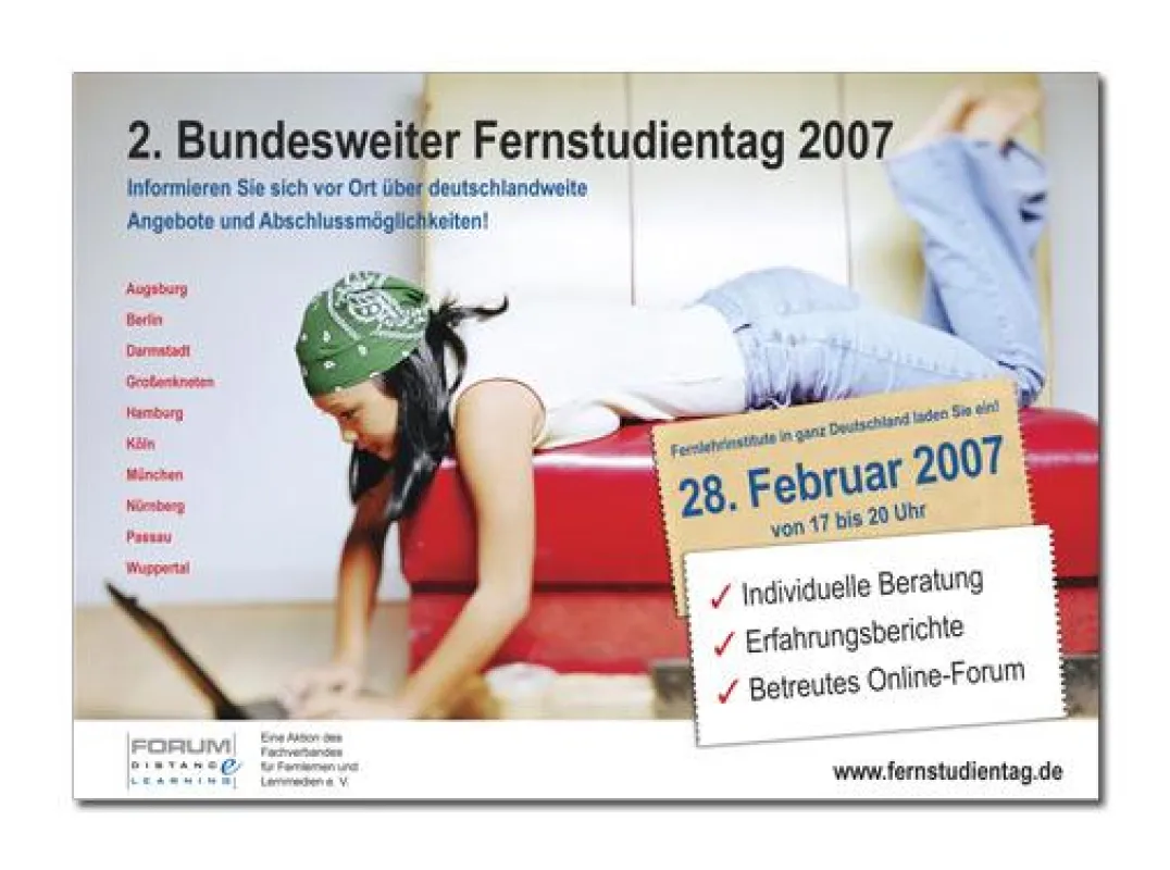 2. Bundesweiter Fernstudientag 2007 am 28. Februar mit Info-Veranstaltungen in vielen Städten Deutschlands