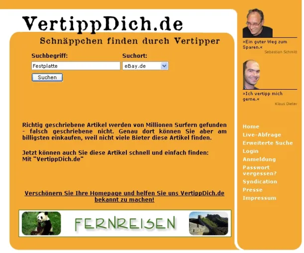 VertippDich.de: eBay-Schnäppchen finden durch Vertipper Bild: VertippDich.de: eBay-Schnäppchen finden durch Vertipper
