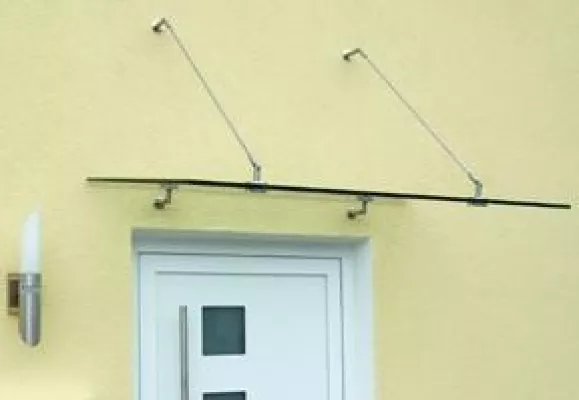 Ganzglastuere.de hat Haustür-Vordach aus Glas und Edelstahl neu im Programm Bild: Ganzglastuere.de hat Haustür-Vordach aus Glas und Edelstahl neu im Programm