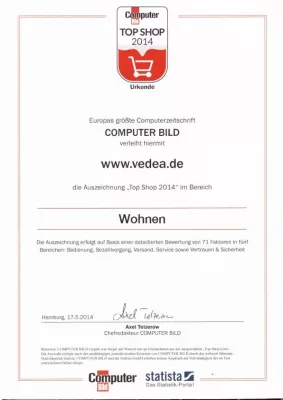 Bild: Computer BILD kürt „Top Shop 2014“ - Vedea erhält Auszeichnung
