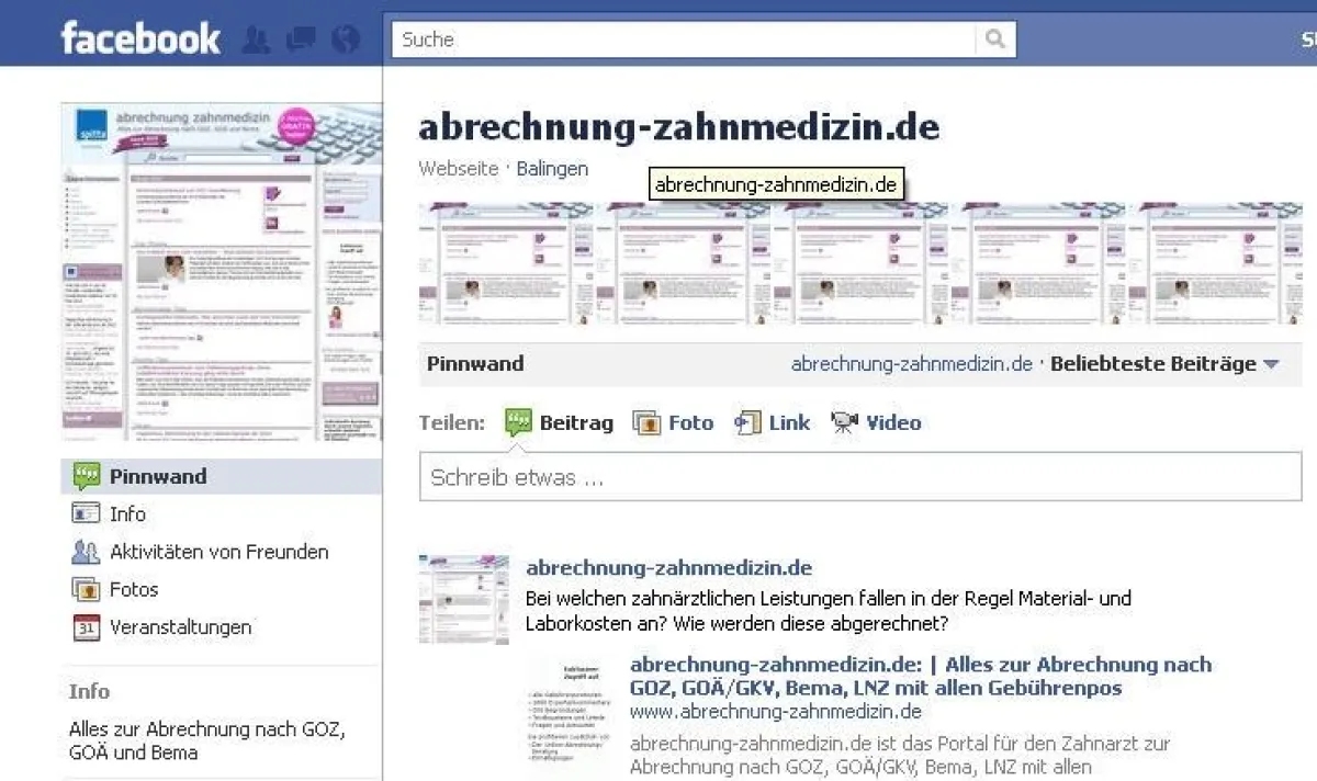 Spitta bietet Abrechnungsinformationen für Zahnärzte bei Facebook