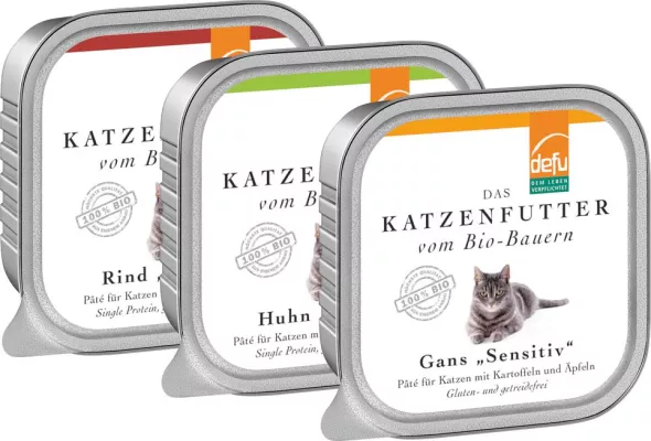 Bild: defu Bio-Katzenfutter jetzt auch in der 100g-Schale