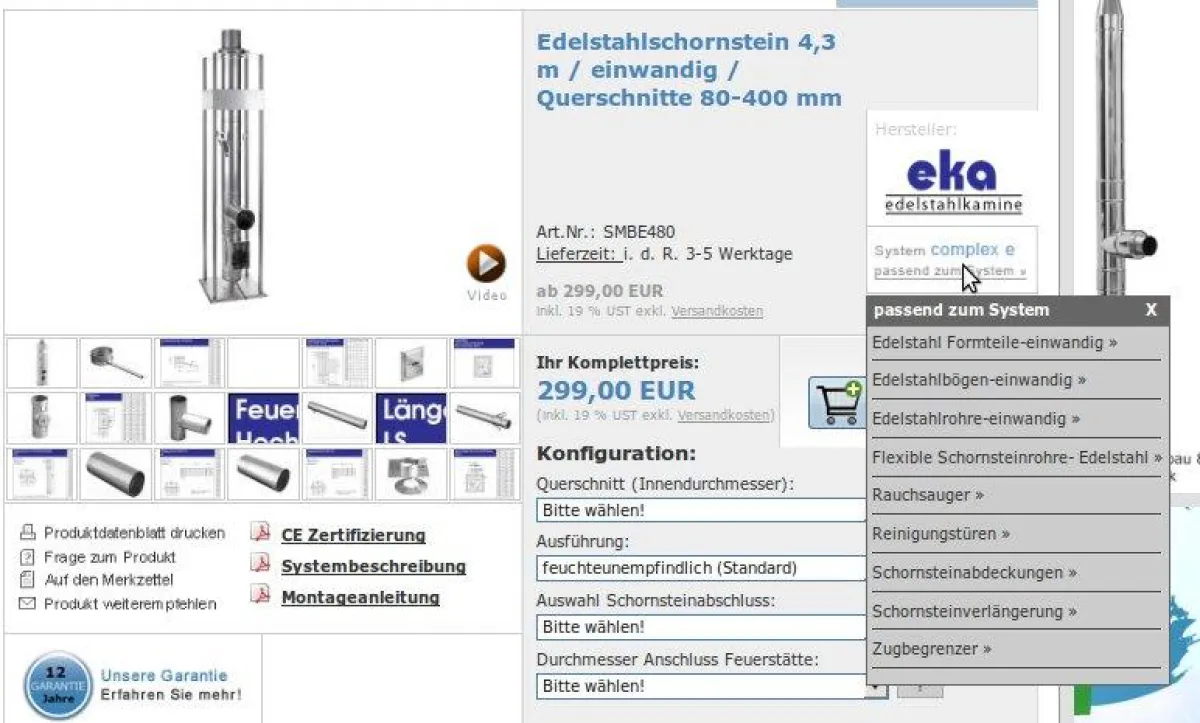 Schornsteinmarkt.de mit neuem Keyfeature