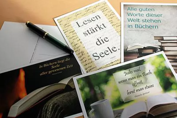 Bild: NEU: Eine Postkarten-Serie mit acht Motiven für „Buch & Literatur“ Freunde