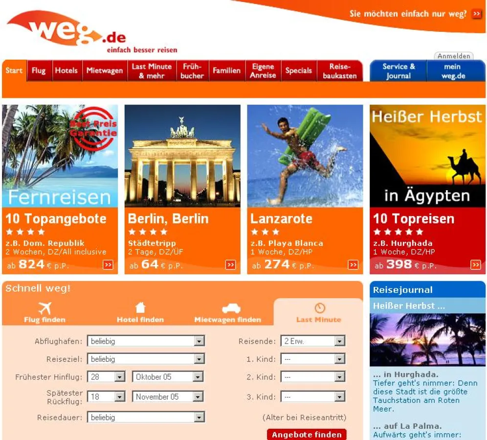 Das Internet-Reisebüro weg.de startet einen neuen Reiseservice in Sachen Rechtsfragen