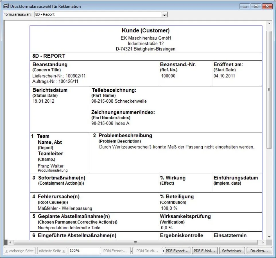 PPS/ERP-System EVOcompetition ermöglicht integrierte Bearbeitung und Analyse von Reklamationen.