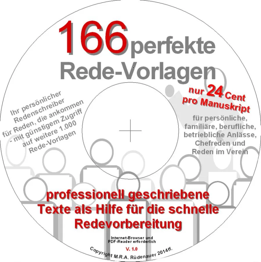 166 perfekte Rede-Vorlagen, CD 39,95 Euro inkl. Versand bei eVerlag READ