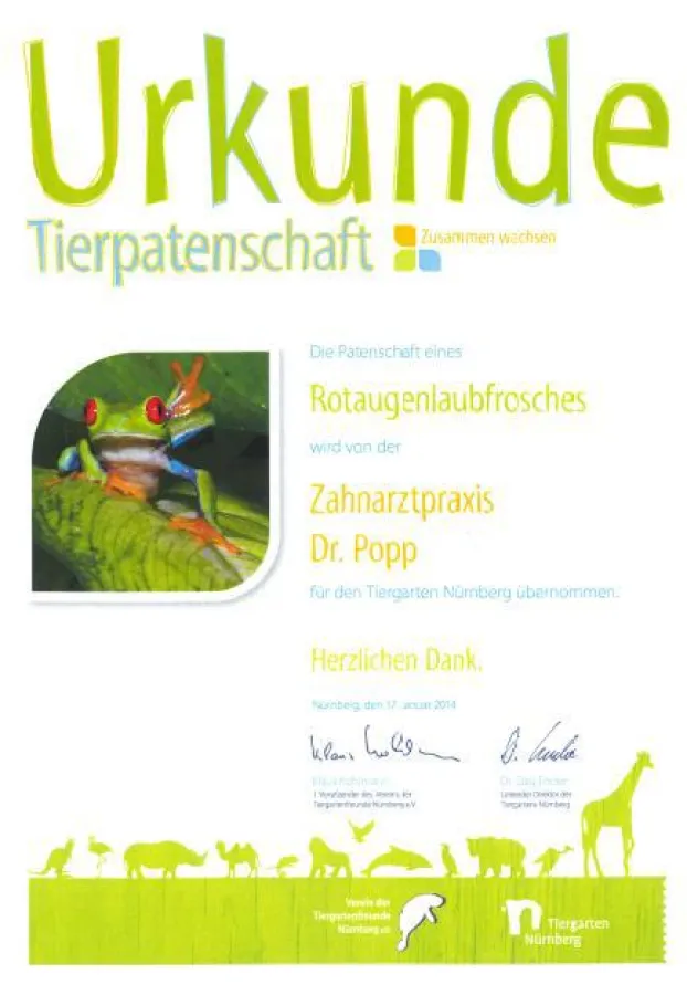Tierpatenschaft im Tiergarten Nürnberg der Zahnarztpraxis Dr. Popp