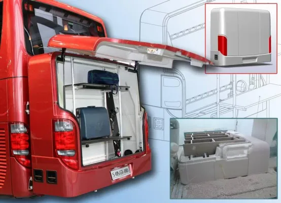 Bild: Vom Design bis zur Serie – Fiberfab entwickelt und fertigt Leichtbau-Skikasten für EvoBus Reisebusse