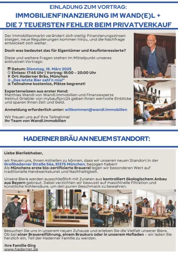 Bild: Vortragsreihe zu Finanzierung und die teuersten Fehler beim Immobilienverkauf