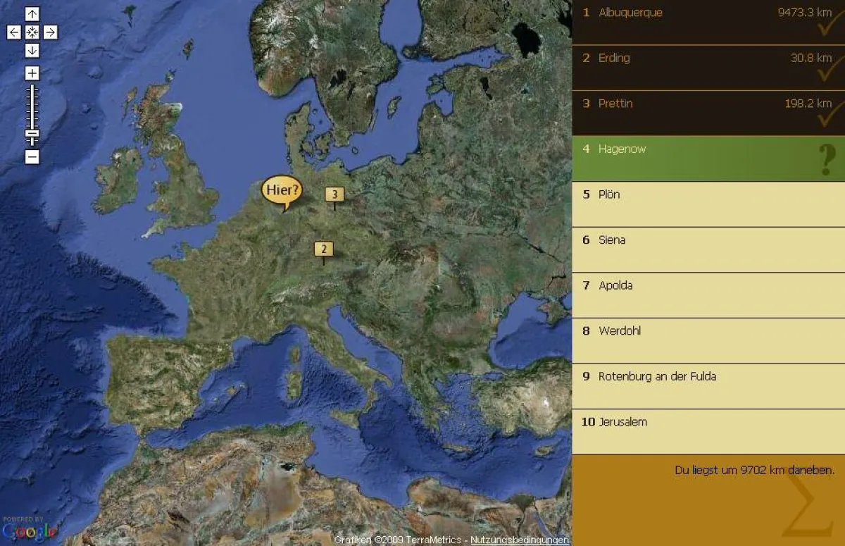 Intuitiv bedienbare Karte, übersichtliches Layout, sofortige Erfolgskontrolle.