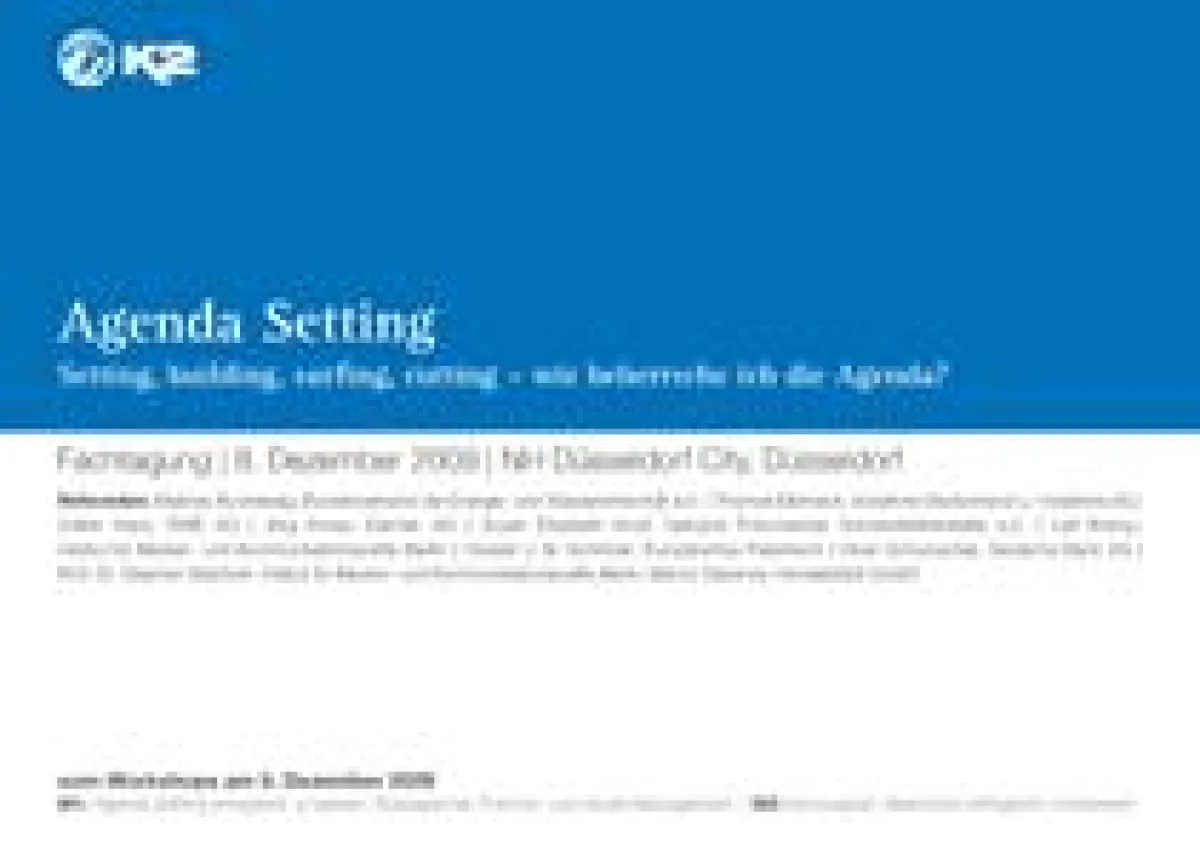 Tagung Agenda Setting