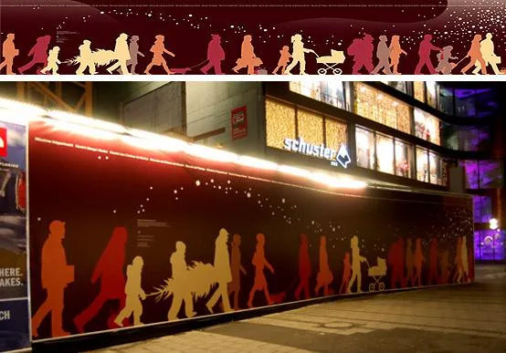 Bild: Lichtinszenierung und Lichtplanung: Lichtprojekt Bauzaun – Schauzaun, Christkindlmarkt, München