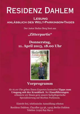 Bild: Parkinson-Fachtag / Lesung Stefan Berg am 11. April in der Residenz Dahlem