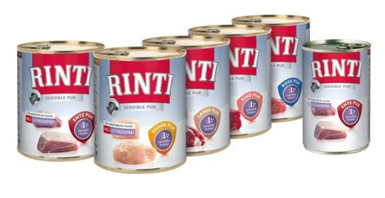 Bild: Rinti Sensible PUR - Das Erfolgssortiment in der 400g Dose jetzt auch in 800g!
