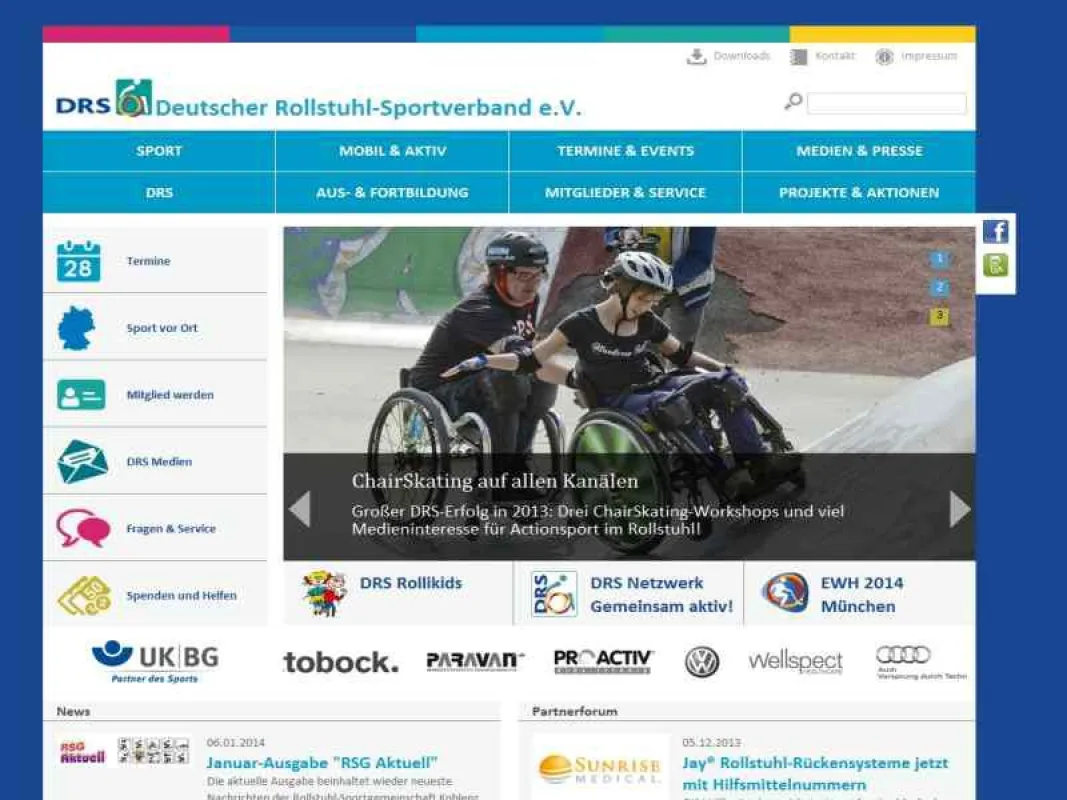 Screenshot von www.rollstuhlsport.de