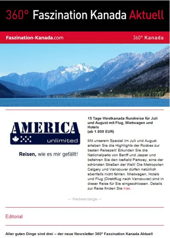 Newsletter 360° Faszination Kanada Aktuell