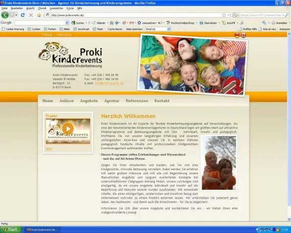 Bild: Proki Kinderevents - neue Internetseite