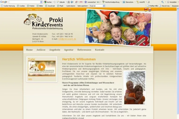 Bild: Proki Kinderevents - neue Internetseite