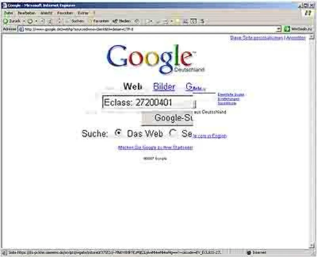 eclass Produktsuche via Google