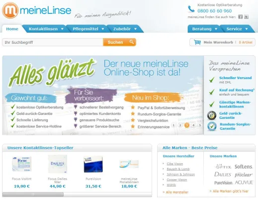 Bild: Alles glänzt: Online-Shop Neueröffnung bei meineLinse