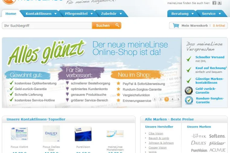 Alles glänzt: Online-Shop Neueröffnung bei meineLinse Bild: Alles glänzt: Online-Shop Neueröffnung bei meineLinse