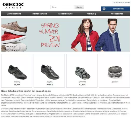 Bild: Erfolgreicher Relauch des exklusiven Geox Onlineshops