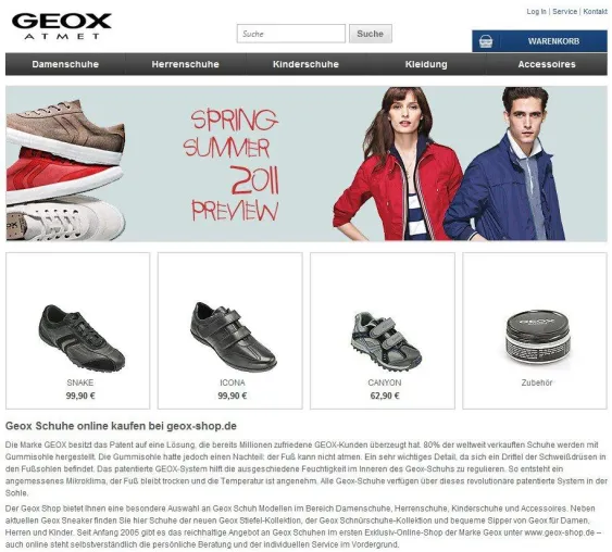 Bild: Erfolgreicher Relauch des exklusiven Geox Onlineshops
