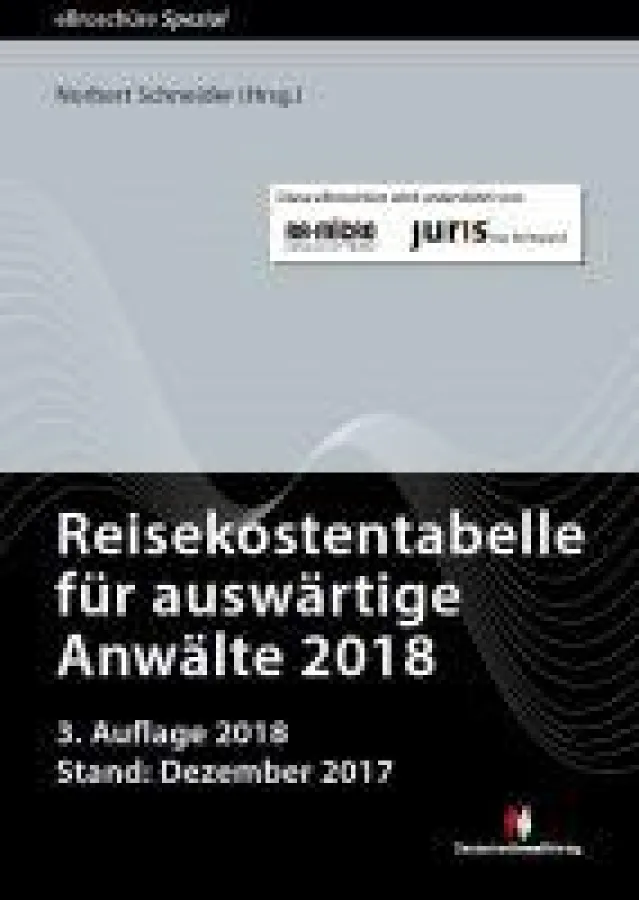 Reisekostentabelle für auswärtige Anwälte 2018