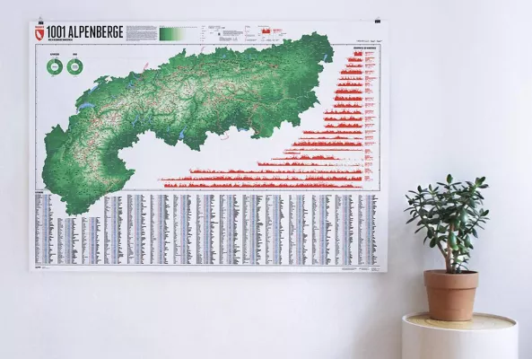 Bild: 1001 Alpenberge und 20 Wanderwege auf einer Karte
