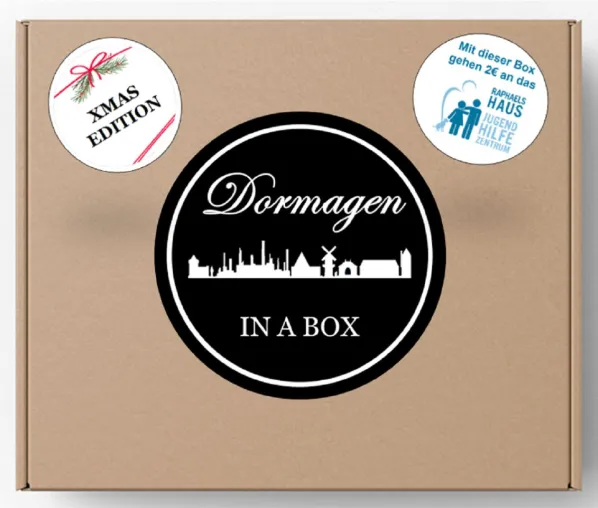 Geschenkidee mit regionalen Produkten aus Dormagen: Die XMAS Edition von "Dormagen in a Box" Bild: Geschenkidee mit regionalen Produkten aus Dormagen: Die XMAS Edition von "Dormagen in a Box"