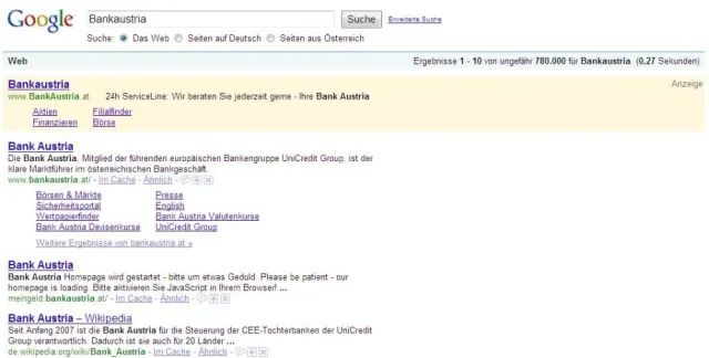 Bild: Neues innovatives Werbemittel Google AdWords Ad Sitelinks